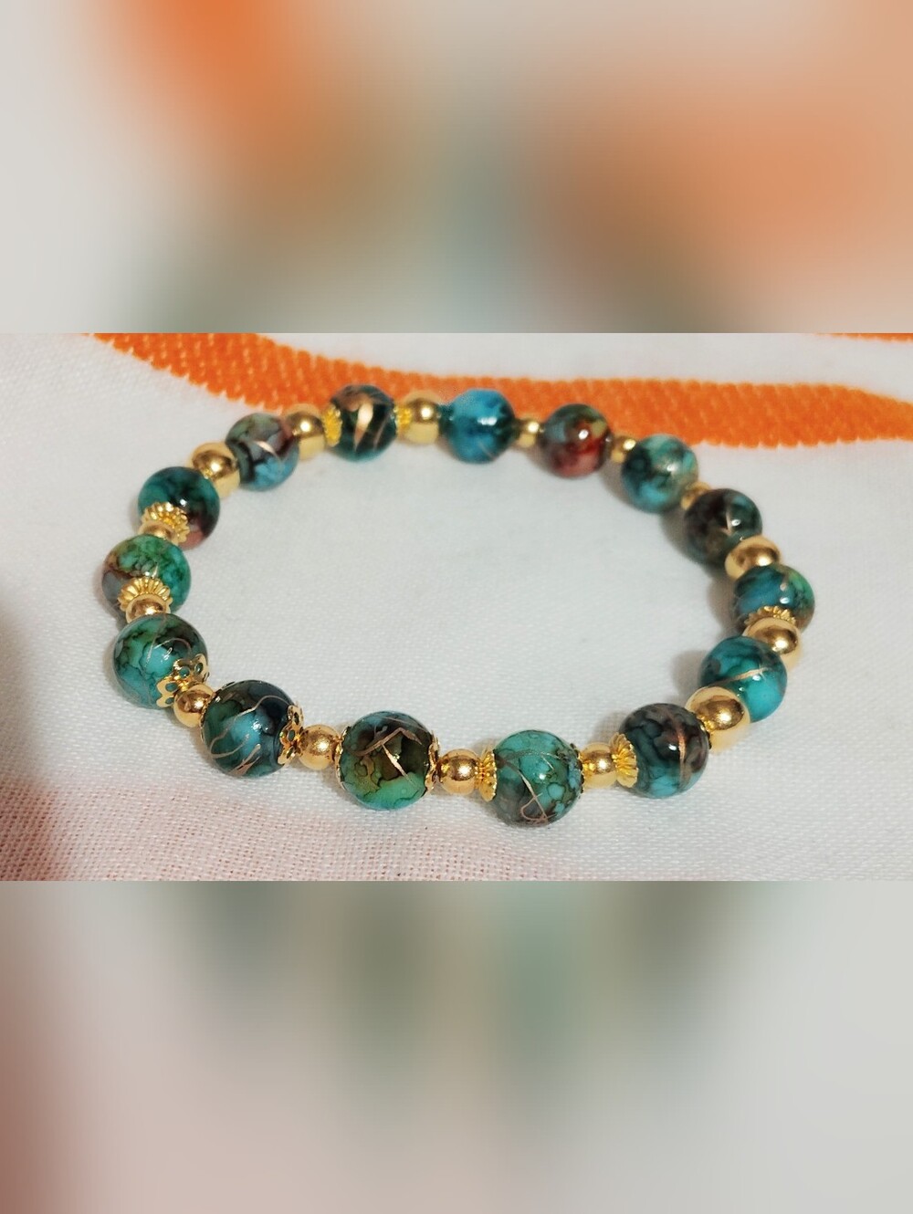 Handmade Glass Bracelet One Of A Kind. Cyan Mix And Blue. Lot Of 3 Size 7'' - Picture 12 of 17